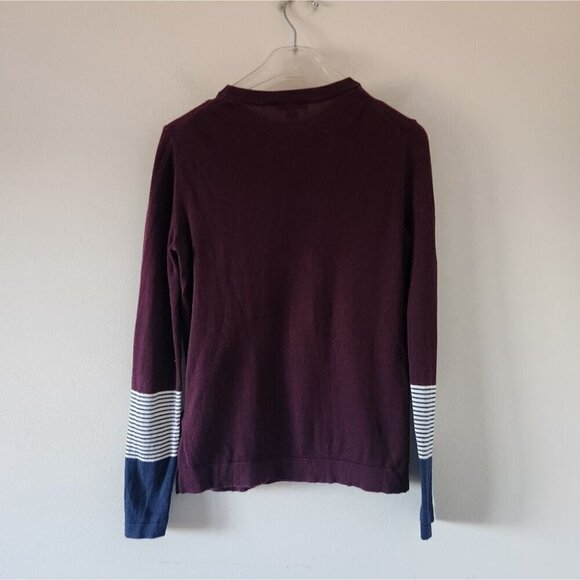 WHISTLES | 100% cotton burgundy jumper sweater with cuff details US sz 4 - Picture 2 of 5